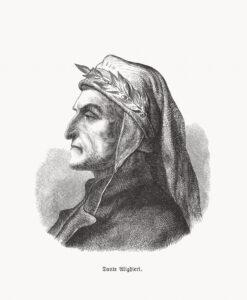 Dante Alighieri (1265 - 1321), Italian poet and philosopher of the Middle Ages. Wood engraving, published in 1893.