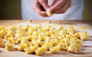 Tortellini, Stuffed egg pasta, traditional Italian recipe.