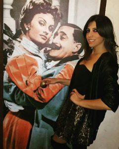 Emanuela Tittocchia in front of the image of her beloved Totò together with Sophia Loren