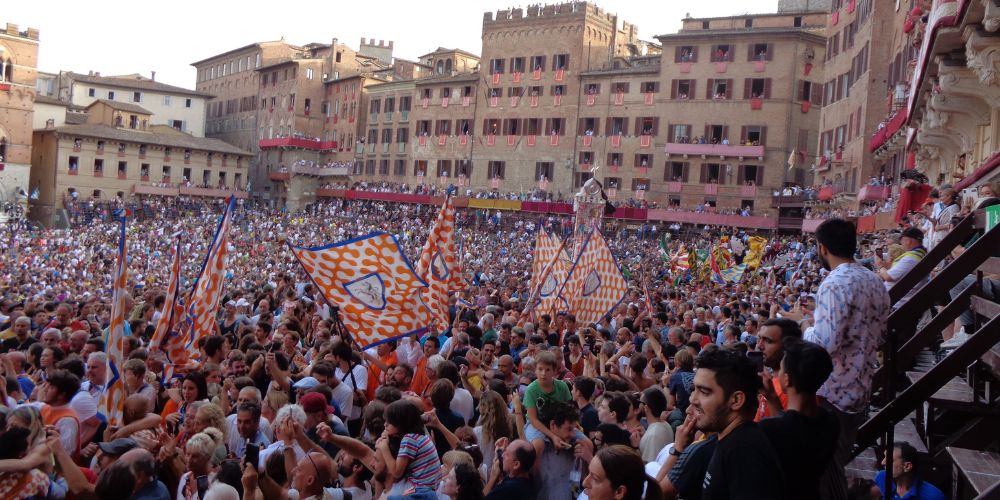 Piazza del Campo crowded during the Palio