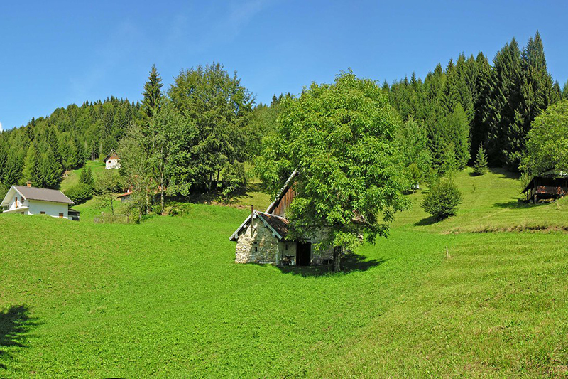 il panorama sul borgo di stavoli montagna case mare e alberi