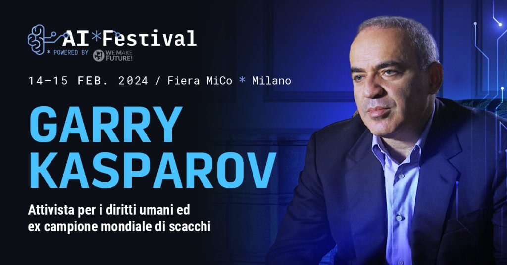 Attesissimo l’intervento nella Plenaria di AI Festival dello scacchista russo naturalizzato croato Garry Kasparov, la cui sfida  contro il computer Deep Blue di IBM rappresenta una pietra miliare nella storia dell’innovazione tecnologica. 