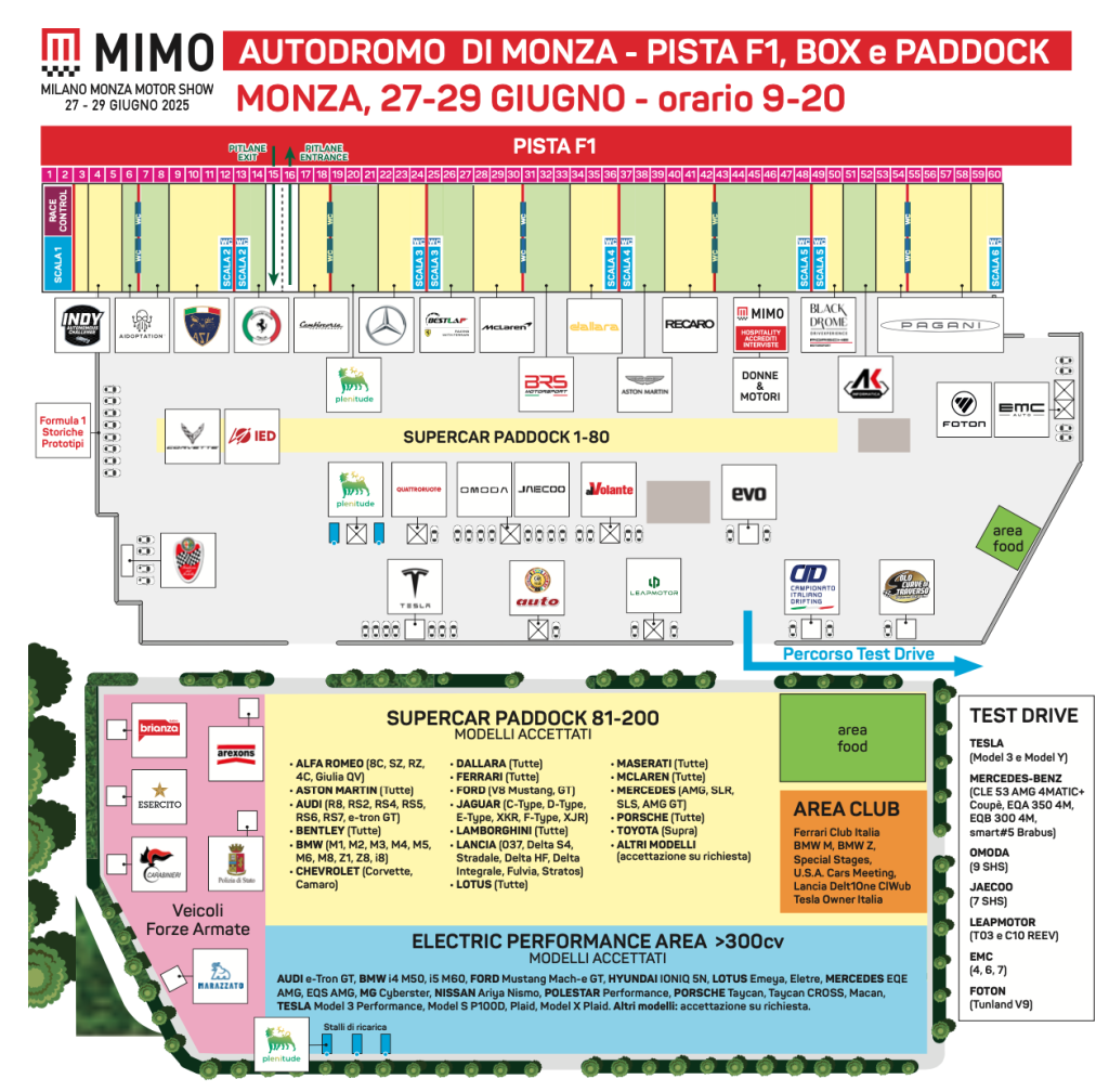 Mappa ufficiale MIMO 2025
Credit - MIMO Milano Monza Motor Show